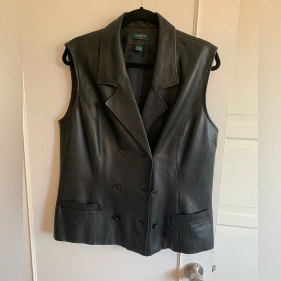 Vintage Danier black leather vest size L - Picture 3 of 13